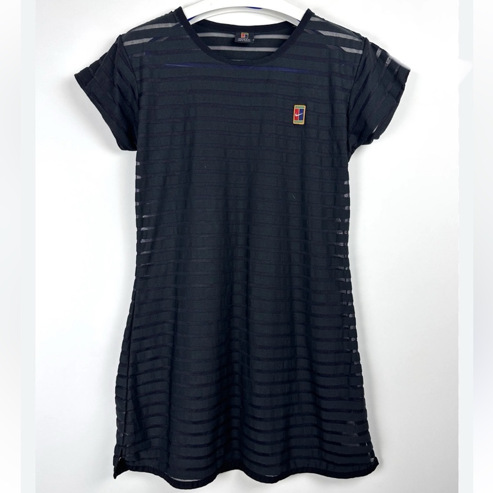 Nike VTG Challenge Court Tennis Alpha Project Dress Black Striped w/mesh Large